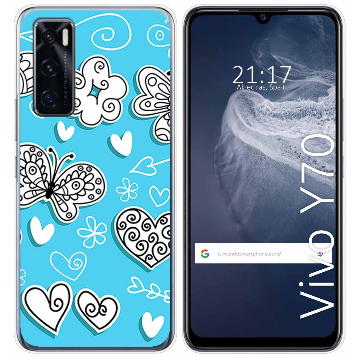 Funda Silicona para Vivo Y70 diseño Mariposas Dibujos