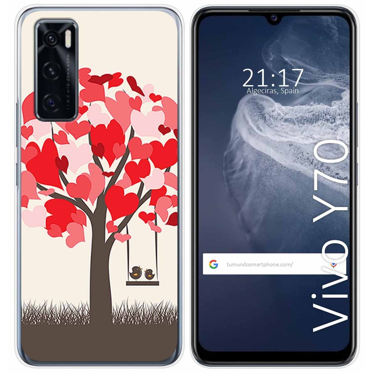 Funda Silicona para Vivo Y70 diseño Pajaritos Dibujos
