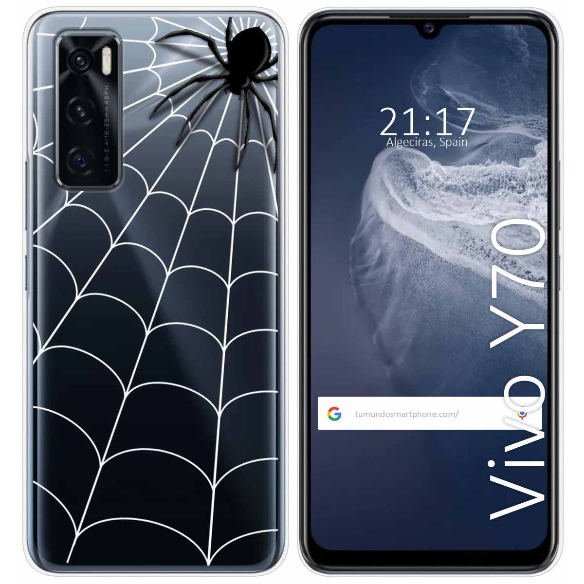 Funda Silicona Transparente para Vivo Y70 diseño Araña Dibujos