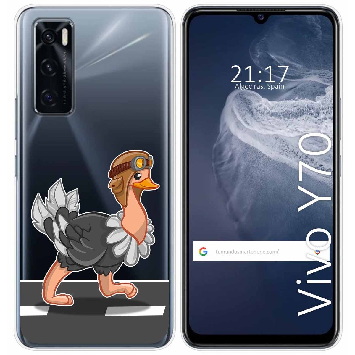 Funda Silicona Transparente para Vivo Y70 diseño Avestruz Dibujos