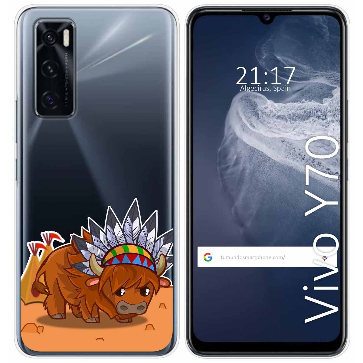 Funda Silicona Transparente para Vivo Y70 diseño Bufalo Dibujos