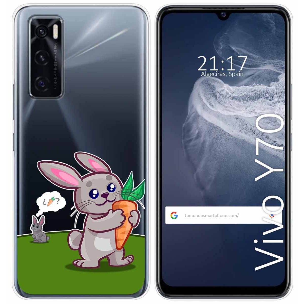 Funda Silicona Transparente para Vivo Y70 diseño Conejo Dibujos