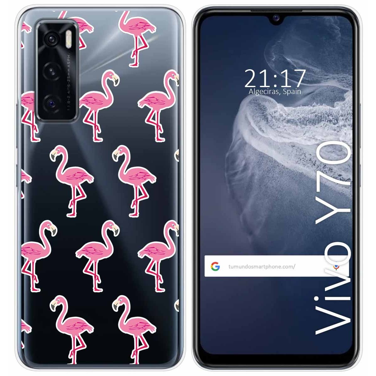 Funda Silicona Transparente para Vivo Y70 diseño Flamenco Dibujos