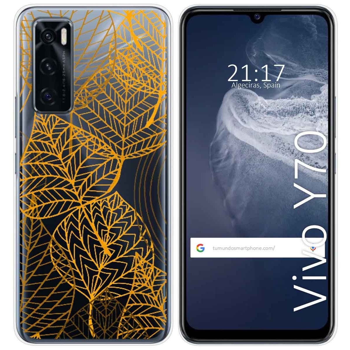Funda Silicona Transparente para Vivo Y70 diseño Hojas Dibujos