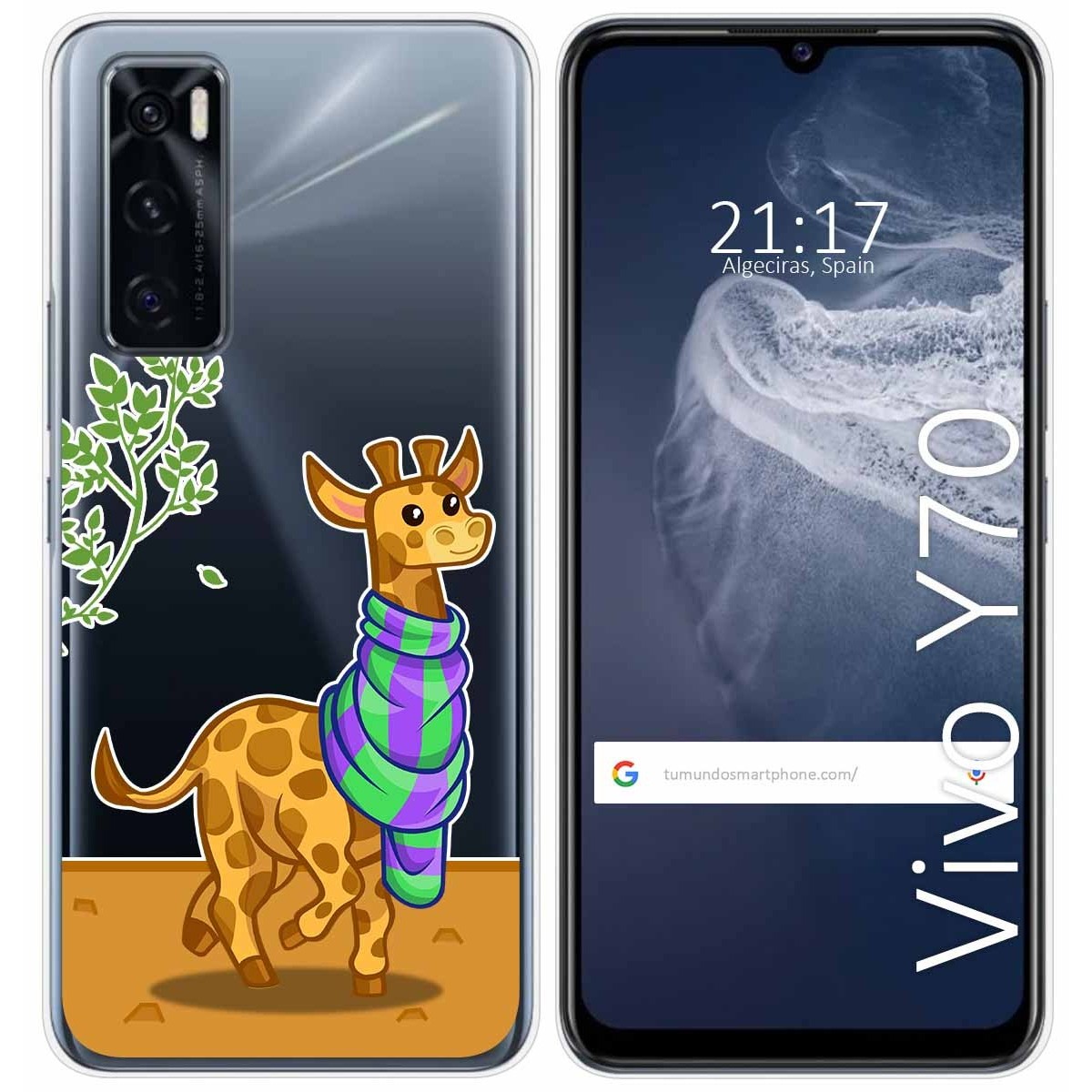 Funda Silicona Transparente para Vivo Y70 diseño Jirafa Dibujos