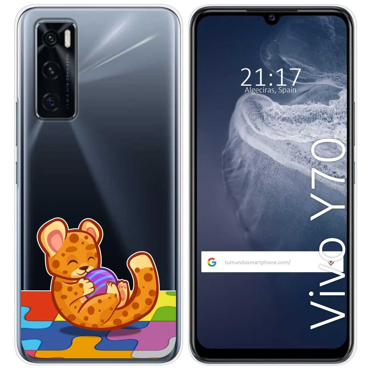 Funda Silicona Transparente para Vivo Y70 diseño Leopardo Dibujos