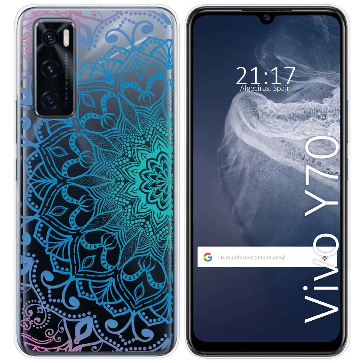 Funda Silicona Transparente para Vivo Y70 diseño Mandala Dibujos