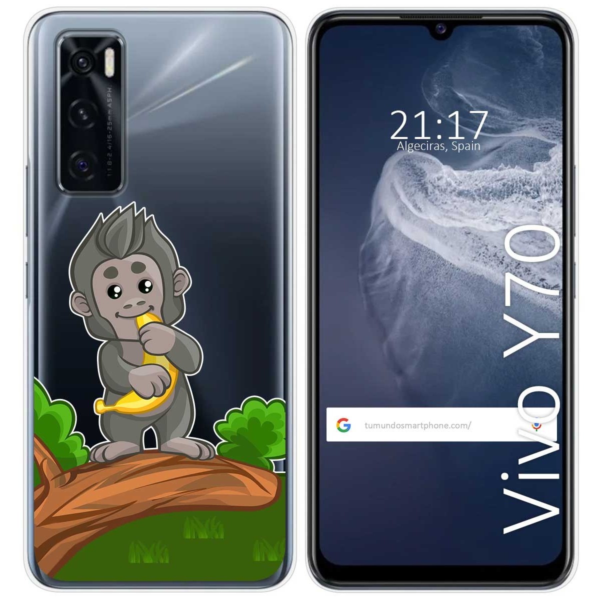 Funda Silicona Transparente para Vivo Y70 diseño Mono Dibujos