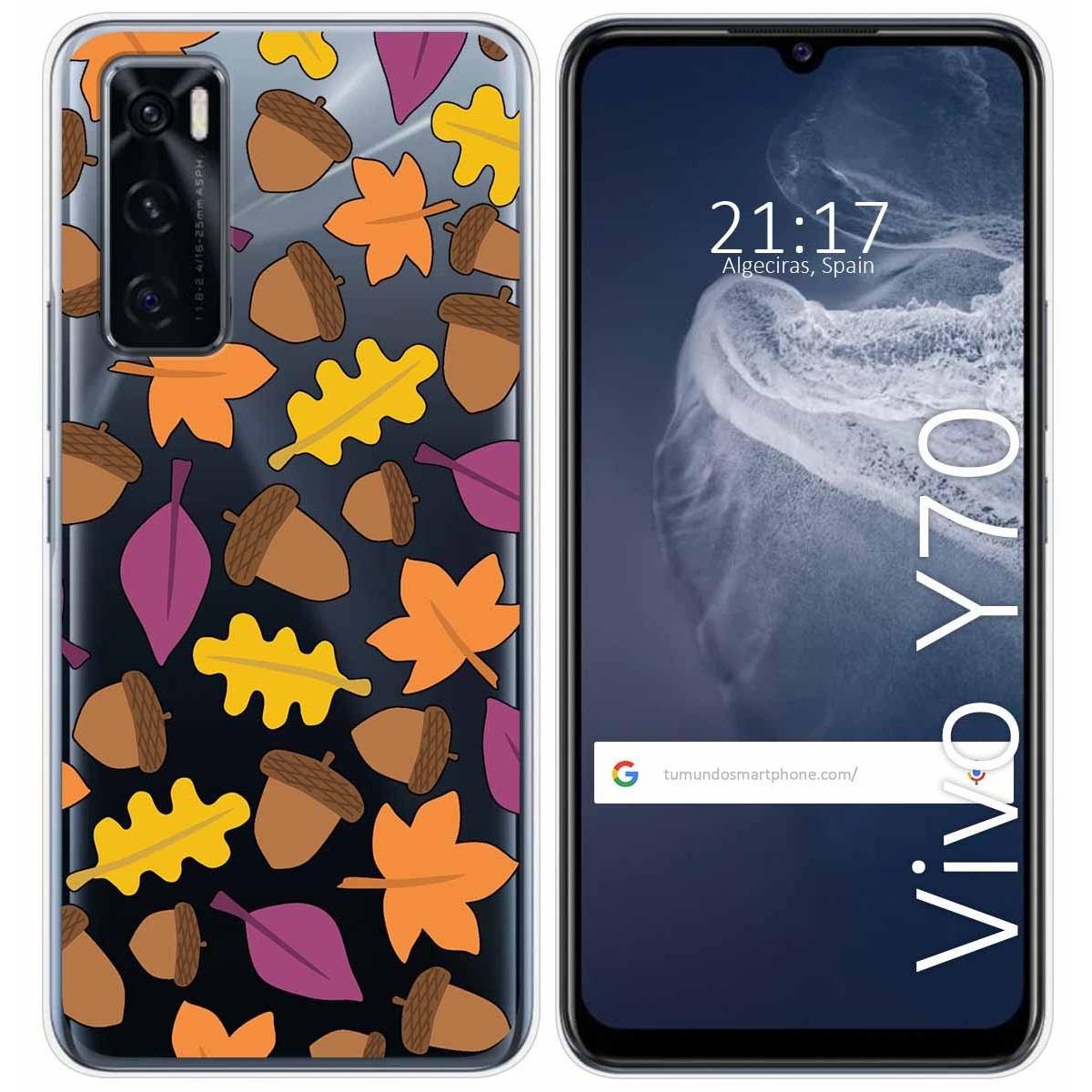 Funda Silicona Transparente para Vivo Y70 diseño Otoño Dibujos