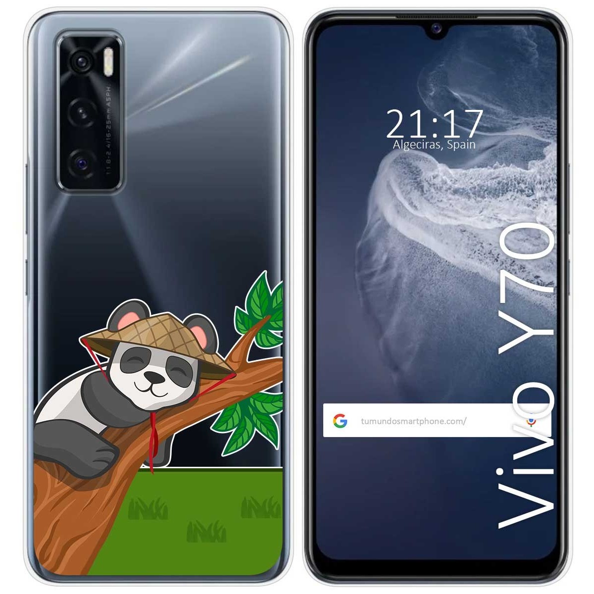 Funda Silicona Transparente para Vivo Y70 diseño Panda Dibujos
