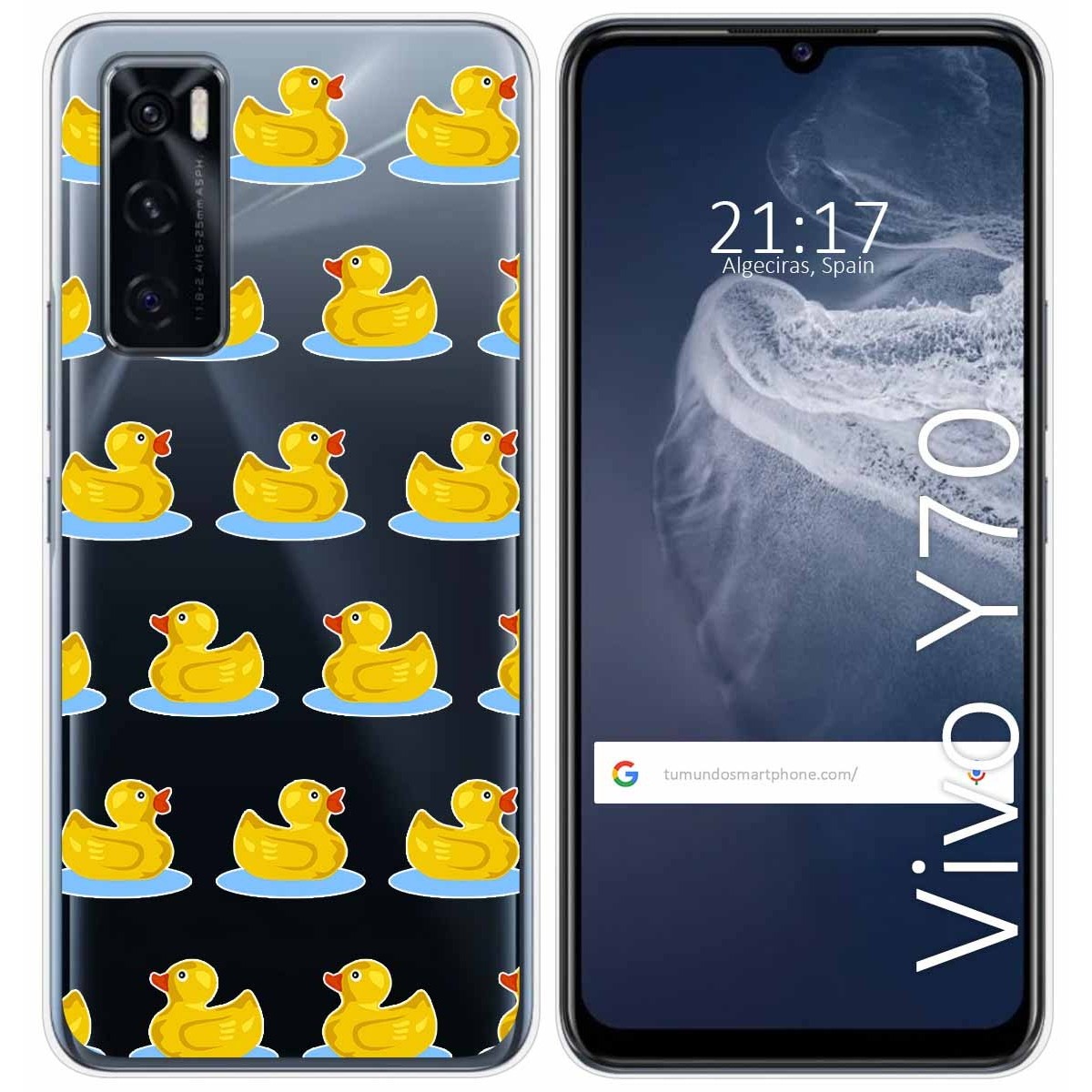 Funda Silicona Transparente para Vivo Y70 diseño Pato Dibujos