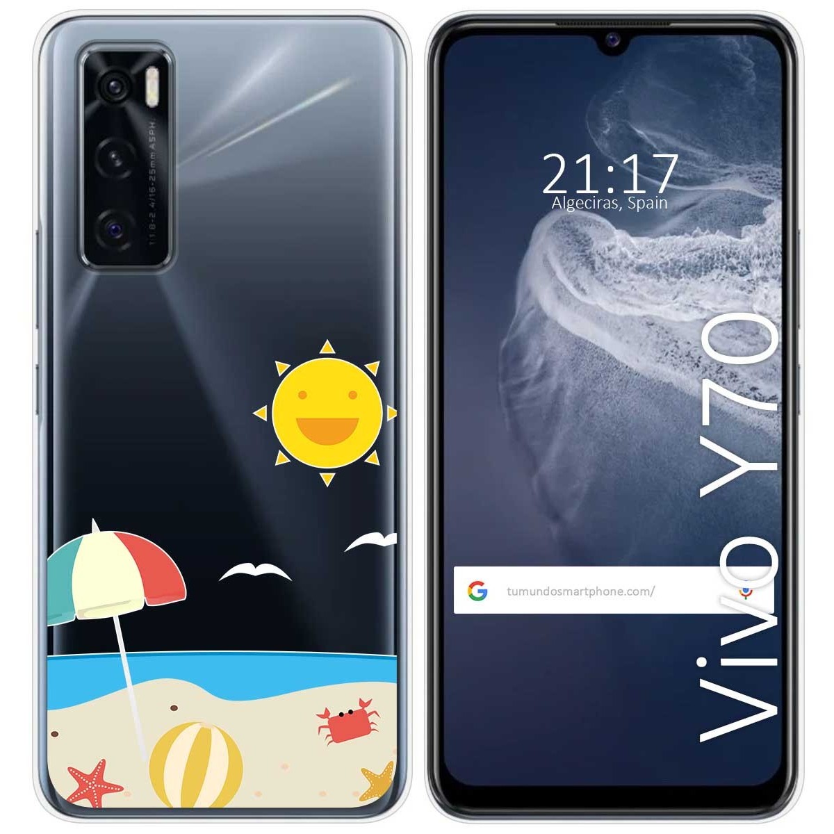 Funda Silicona Transparente para Vivo Y70 diseño Playa Dibujos