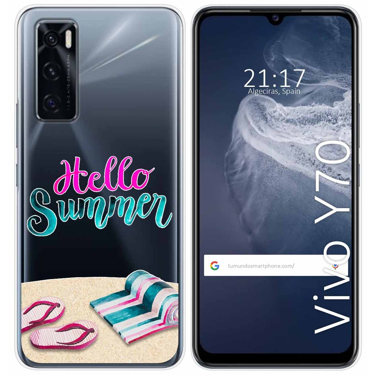 Funda Silicona Transparente para Vivo Y70 diseño Summer Dibujos