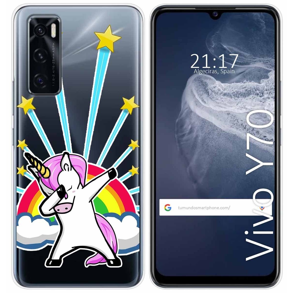 Funda Silicona Transparente para Vivo Y70 diseño Unicornio Dibujos
