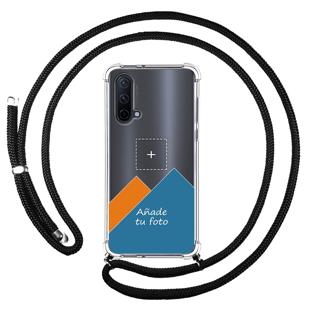 Personaliza tu Funda Colgante Transparente para OnePlus Nord CE 5G con Cordon Negro Dibujo Personalizada