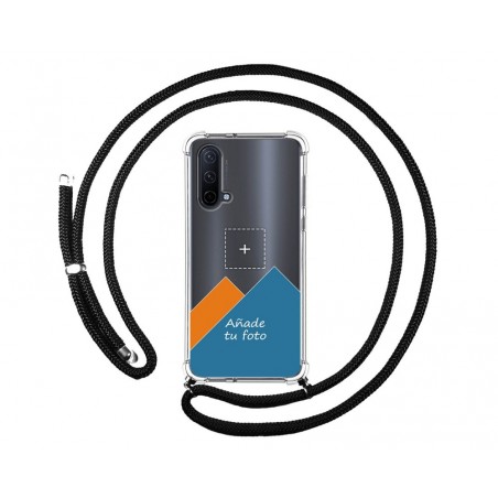 Personaliza tu Funda Colgante Transparente para OnePlus Nord CE 5G con Cordon Negro Dibujo Personalizada