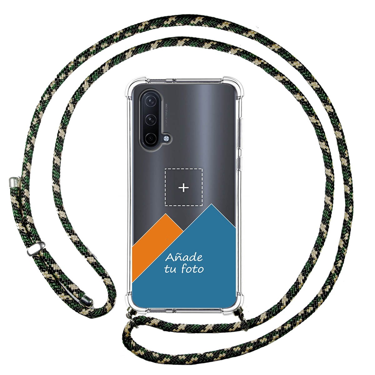 Personaliza tu Funda Colgante Transparente para OnePlus Nord CE 5G con Cordon Verde / Dorado Dibujo Personalizada