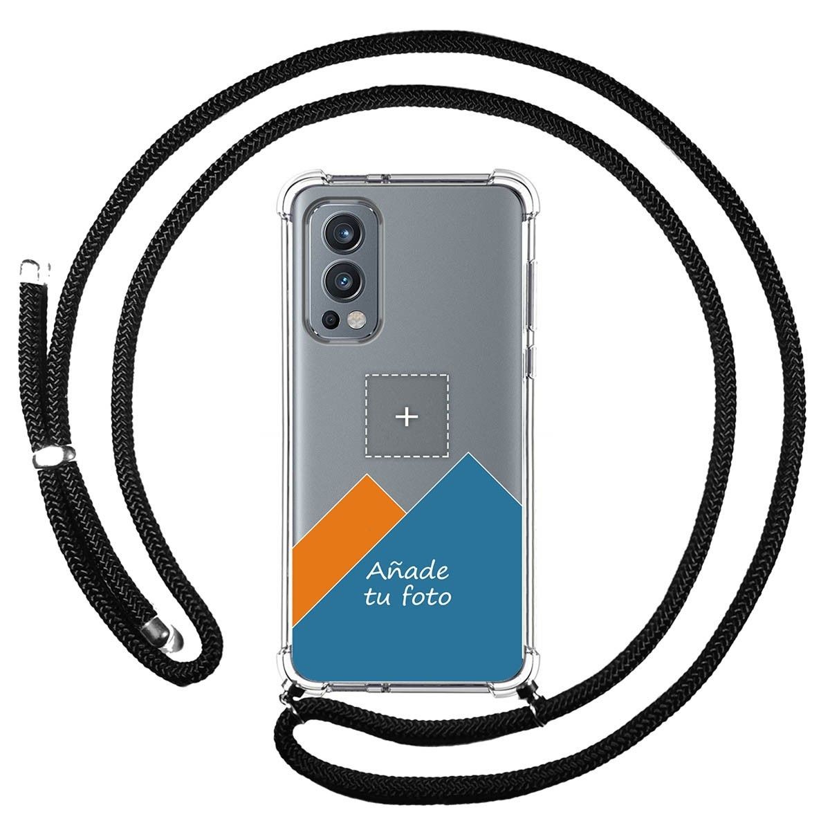 Personaliza tu Funda Colgante Transparente para OnePlus Nord 2 5G con Cordon Negro Dibujo Personalizada