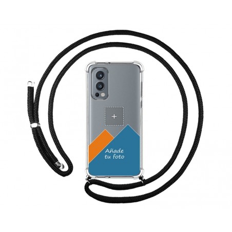 Personaliza tu Funda Colgante Transparente para OnePlus Nord 2 5G con Cordon Negro Dibujo Personalizada