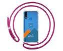 Personaliza tu Funda Colgante Transparente para Motorola Moto E7 Power con Cordon Rosa Fucsia Dibujo Personalizada