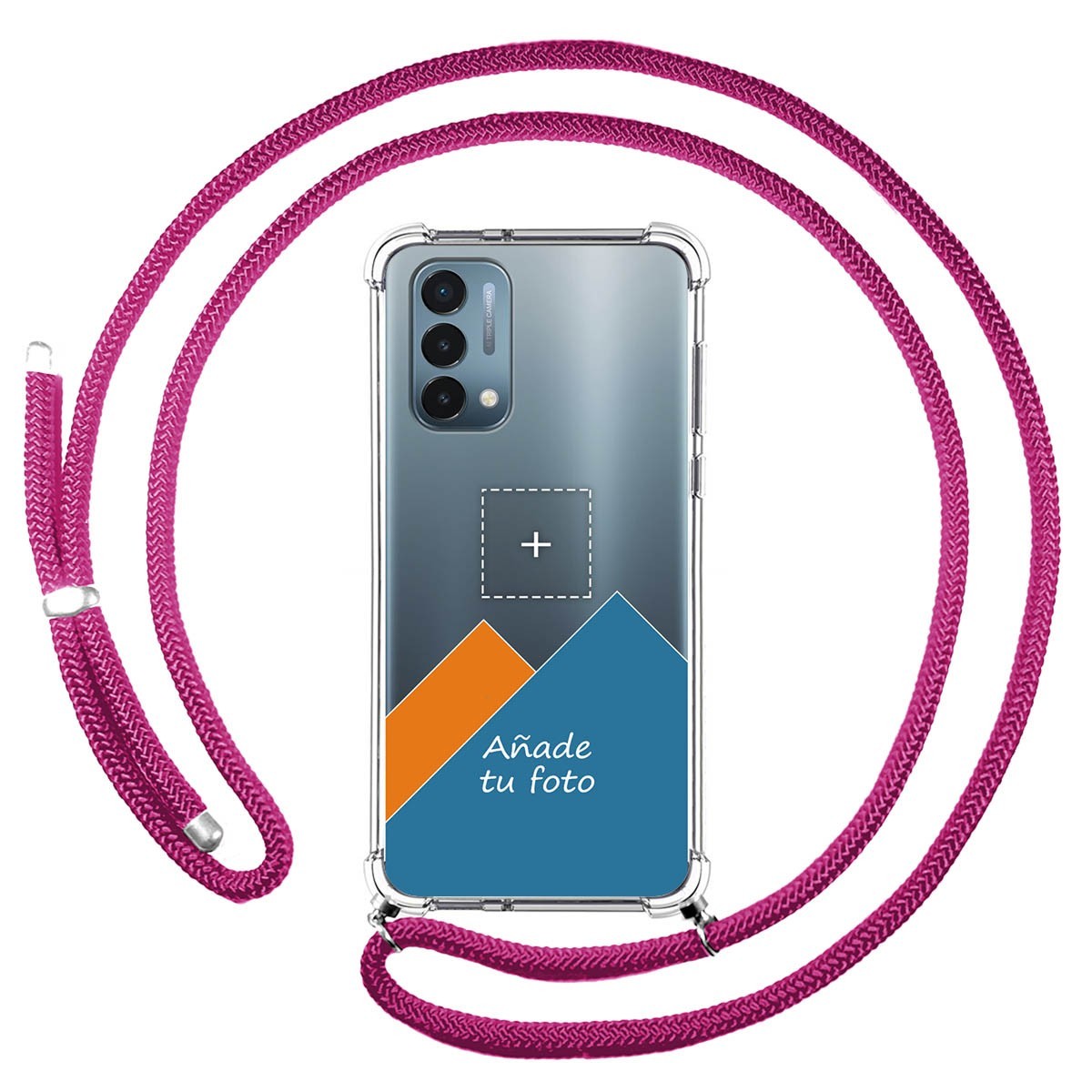 Personaliza tu Funda Colgante Transparente para OnePlus Nord N200 5G con Cordon Rosa Fucsia Dibujo Personalizada