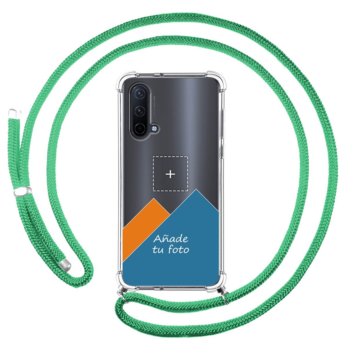 Personaliza tu Funda Colgante Transparente para OnePlus Nord CE 5G con Cordon Verde Agua Dibujo Personalizada
