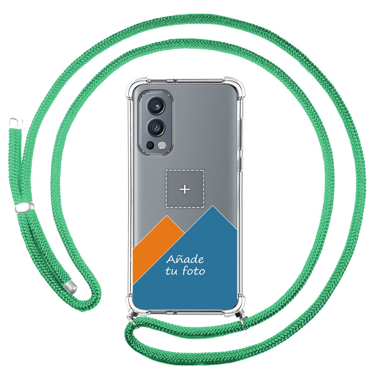 Personaliza tu Funda Colgante Transparente para OnePlus Nord 2 5G con Cordon Verde Agua Dibujo Personalizada