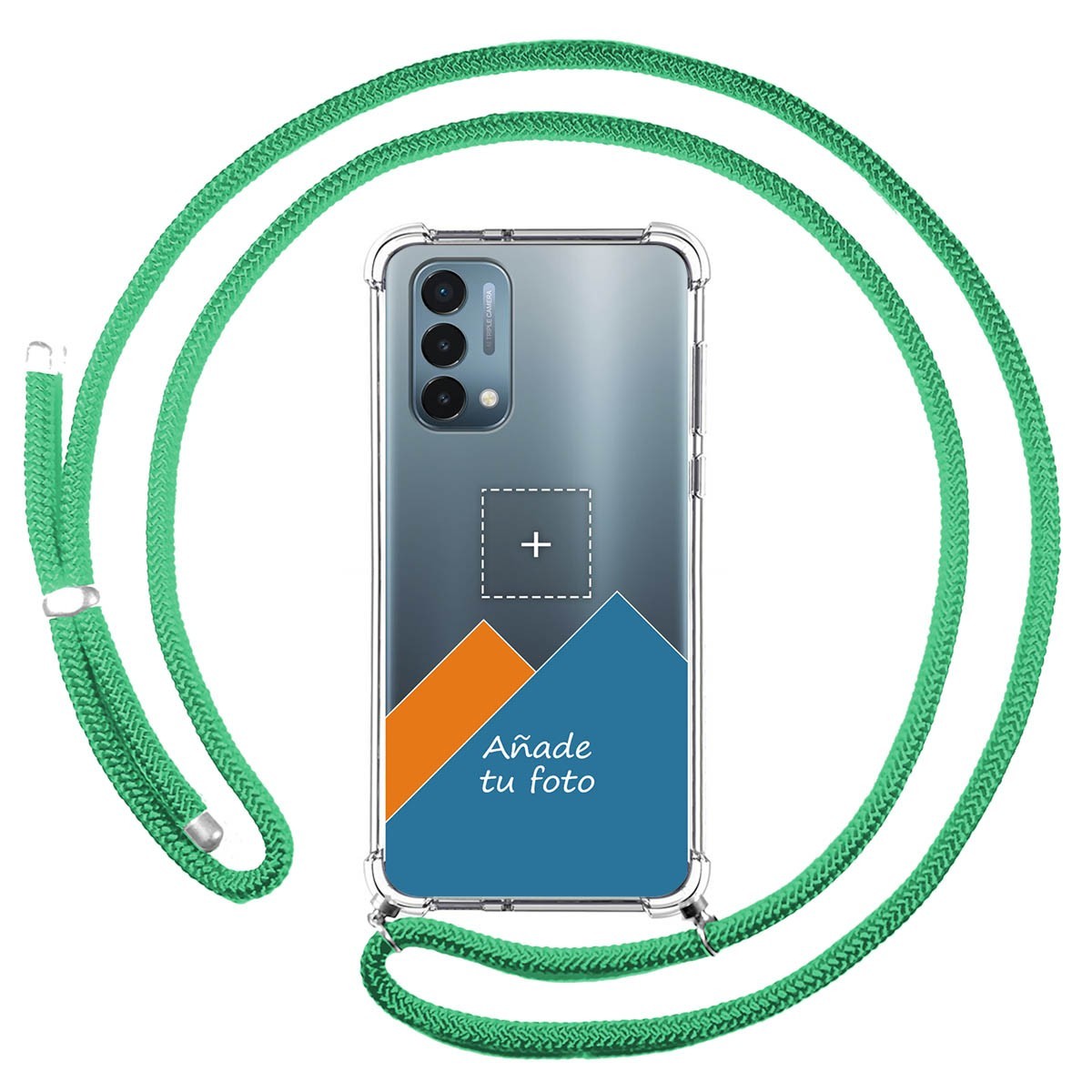 Personaliza tu Funda Colgante Transparente para OnePlus Nord N200 5G con Cordon Verde Agua Dibujo Personalizada