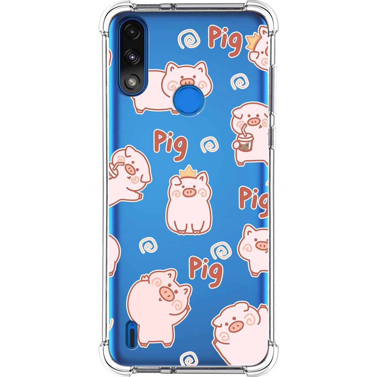 Funda Silicona Antigolpes para Motorola Moto E7 Power diseño Cerdos Dibujos
