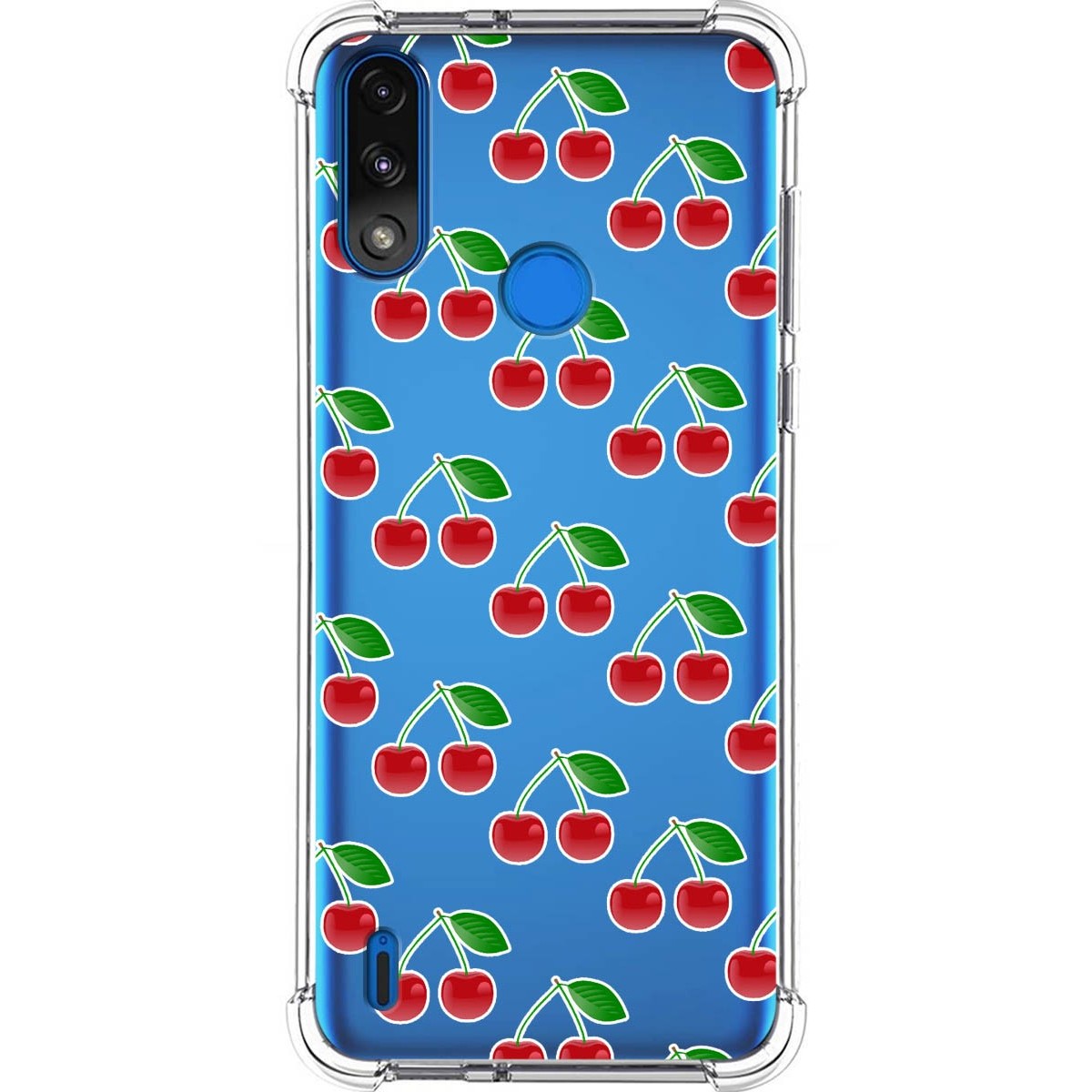 Funda Silicona Antigolpes para Motorola Moto E7 Power diseño Cerezas Dibujos