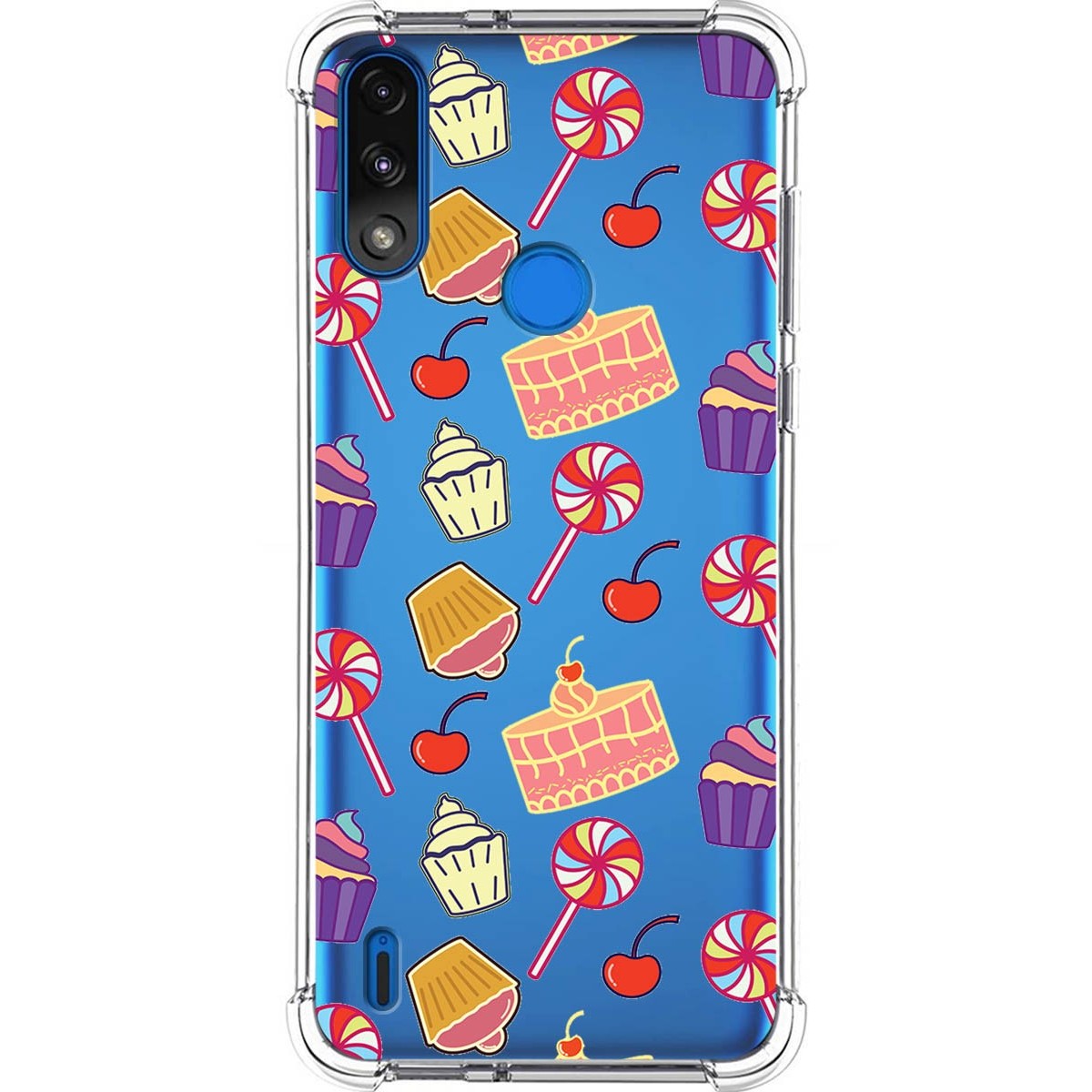 Funda Silicona Antigolpes para Motorola Moto E7 Power diseño Dulces 01 Dibujos