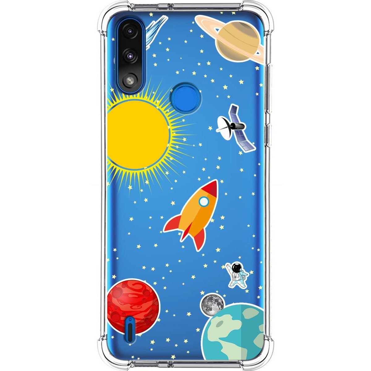 Funda Silicona Antigolpes para Motorola Moto E7 Power diseño Espacio Dibujos