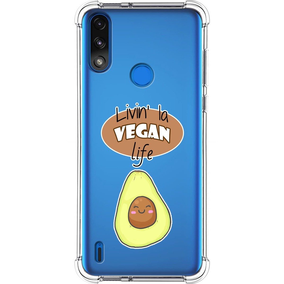 Funda Silicona Antigolpes para Motorola Moto E7 Power diseño Vegan Life Dibujos