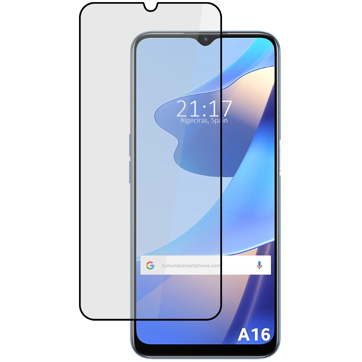 Protector Cristal Templado Completo 5D Full Glue Negro para Oppo A16 / A16s Vidrio