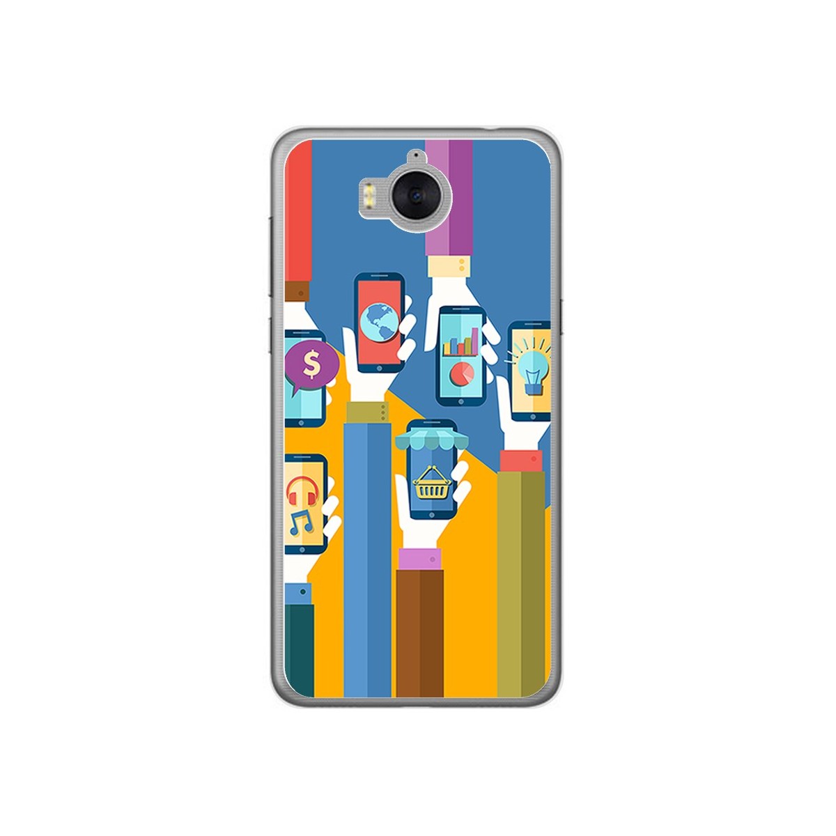Funda Gel Tpu para Huawei Y6 2017 Diseño Apps Dibujos