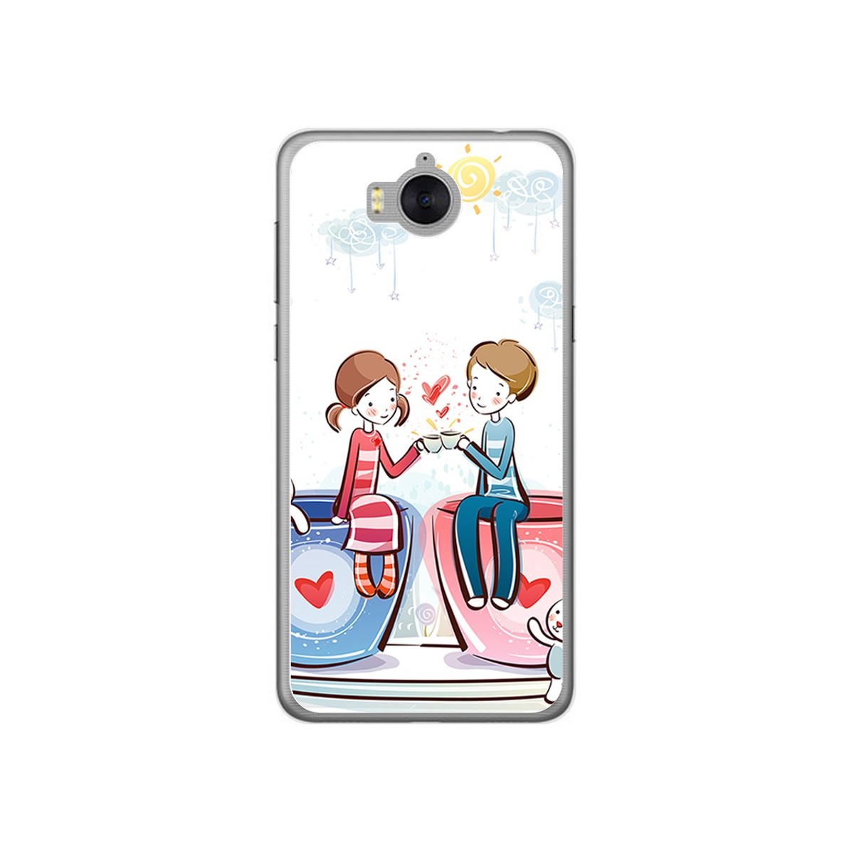 Funda Gel Tpu para Huawei Y6 2017 Diseño Cafe Dibujos