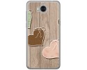 Funda Gel Tpu para Huawei Y6 2017 Diseño Corazones Madera Dibujos