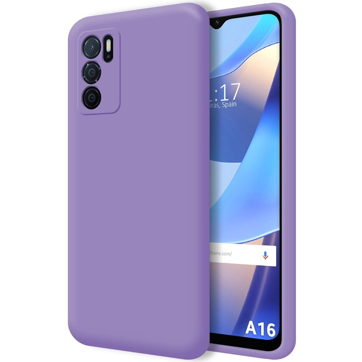 Funda Silicona Líquida Ultra Suave para Oppo A16 / A16s color Morada