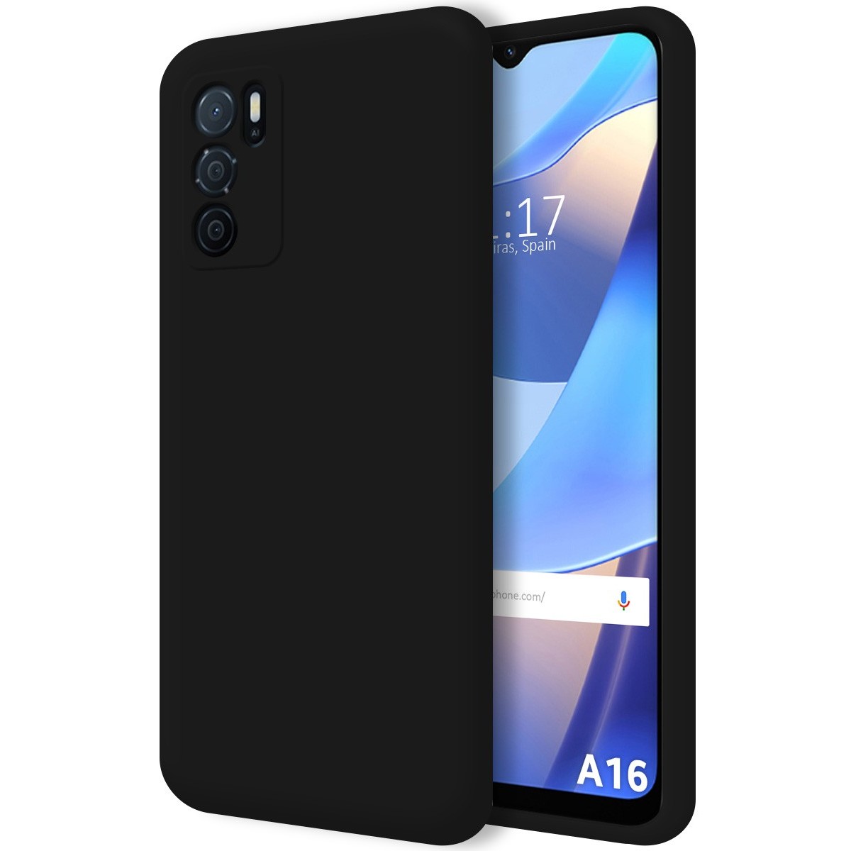Funda Silicona Líquida Ultra Suave para Oppo A16 / A16s color Negra