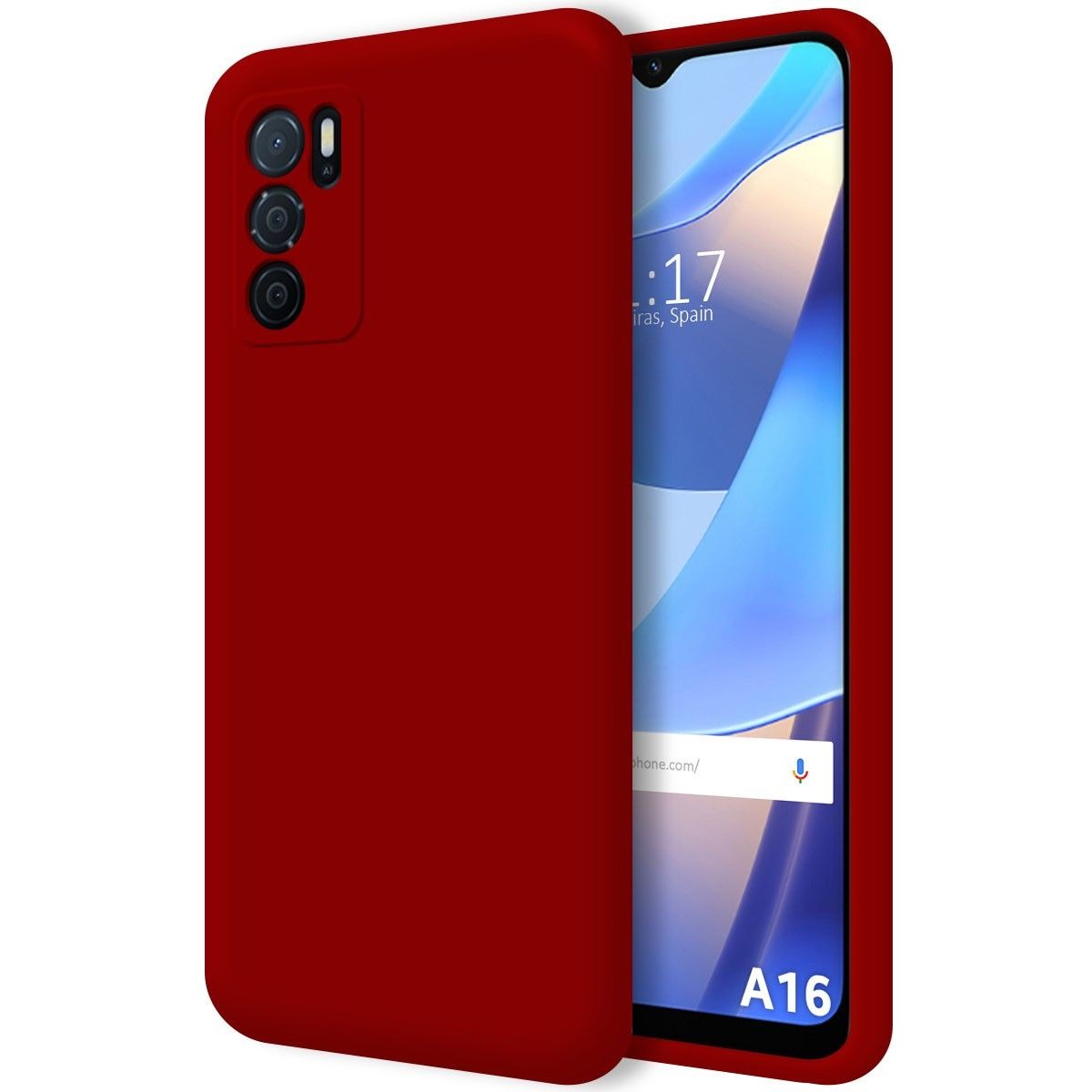 Funda Silicona Líquida Ultra Suave para Oppo A16 / A16s color Roja