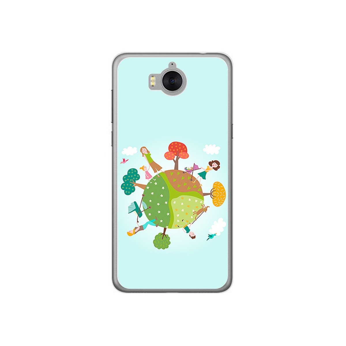 Funda Gel Tpu para Huawei Y6 2017 Diseño Familia Dibujos