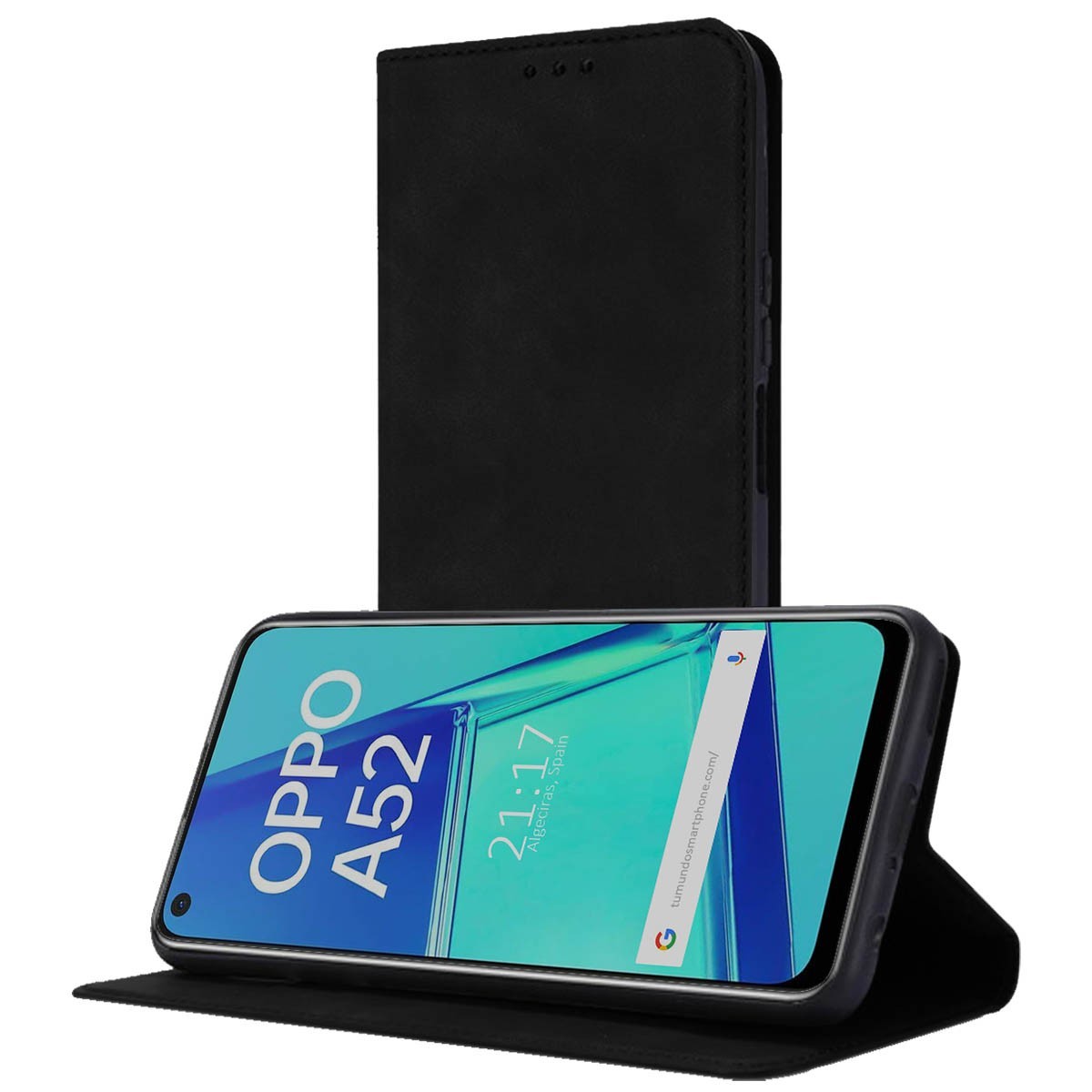 Funda Polipiel con tarjetero para Oppo A52 / A72 color Negra