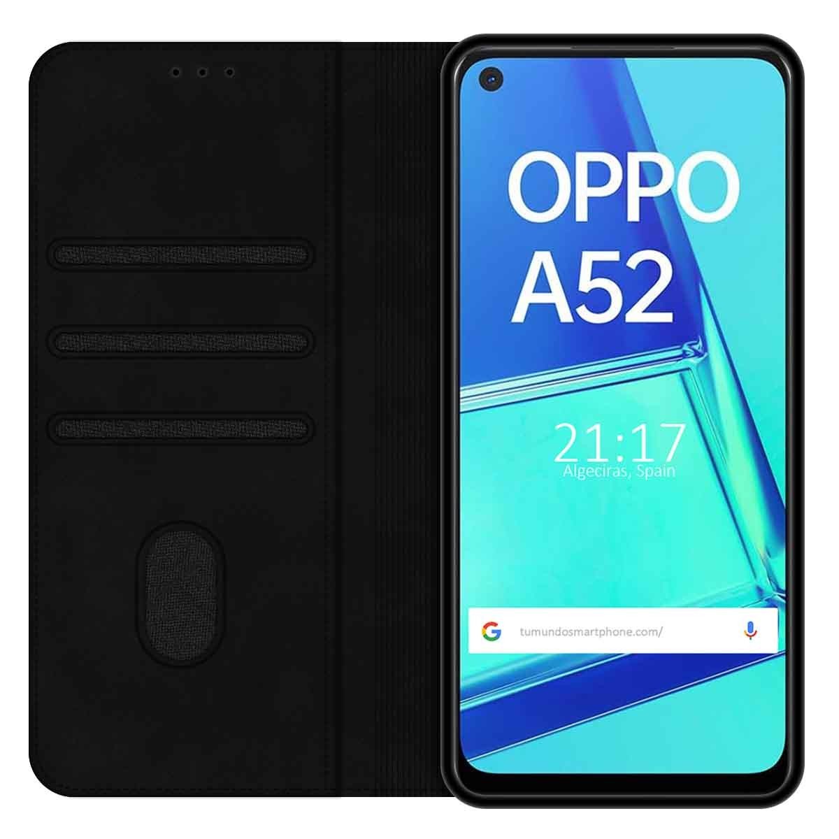 Funda Polipiel con tarjetero para Oppo A52 / A72 color Negra
