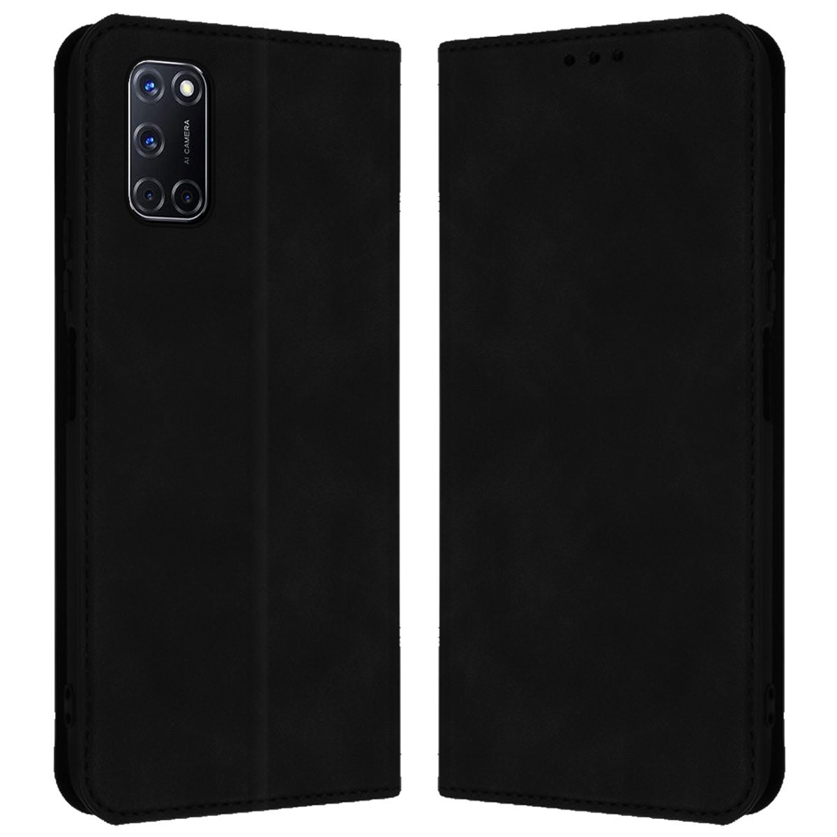 Funda Polipiel con tarjetero para Oppo A52 / A72 color Negra