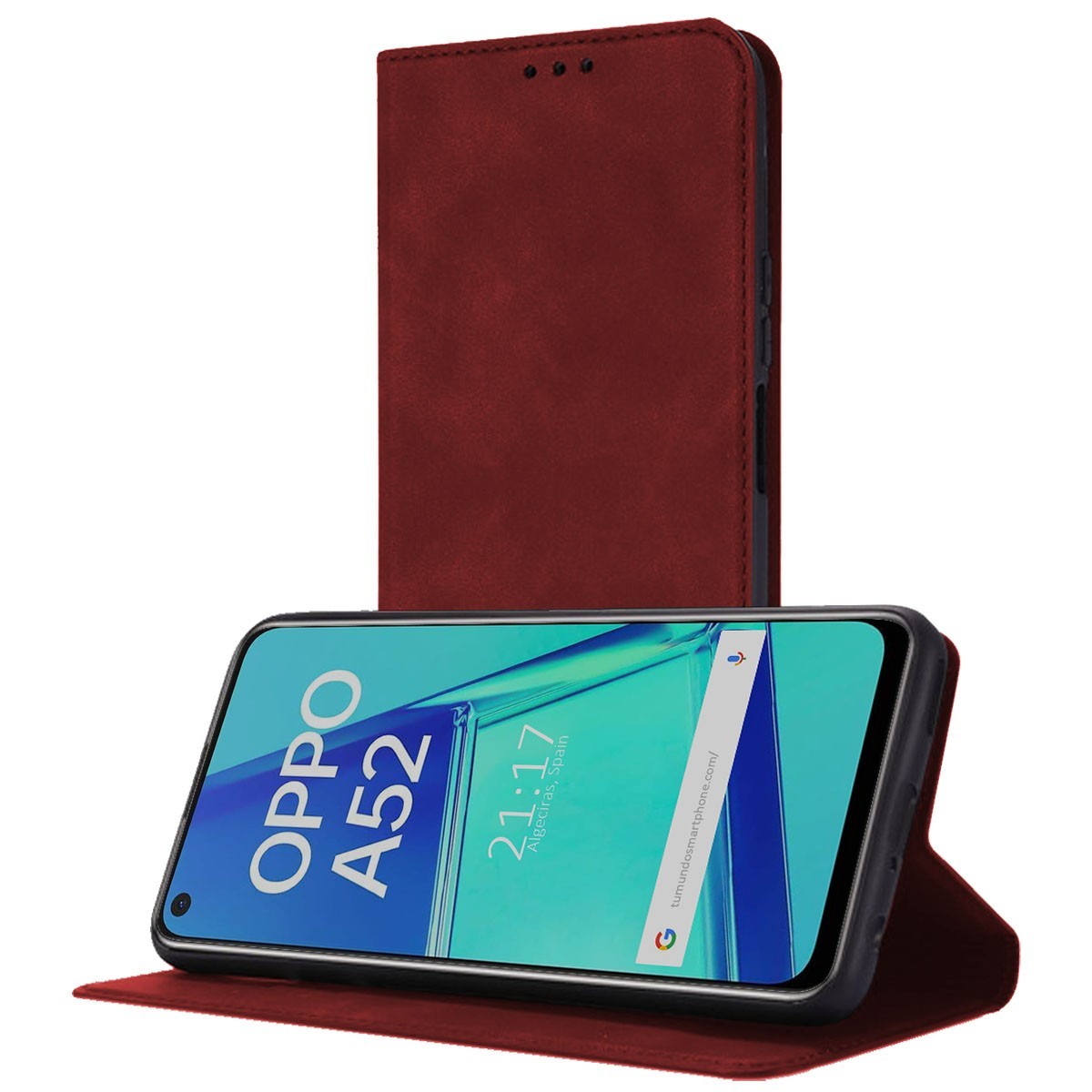 Funda Polipiel con tarjetero para Oppo A52 / A72 color Roja