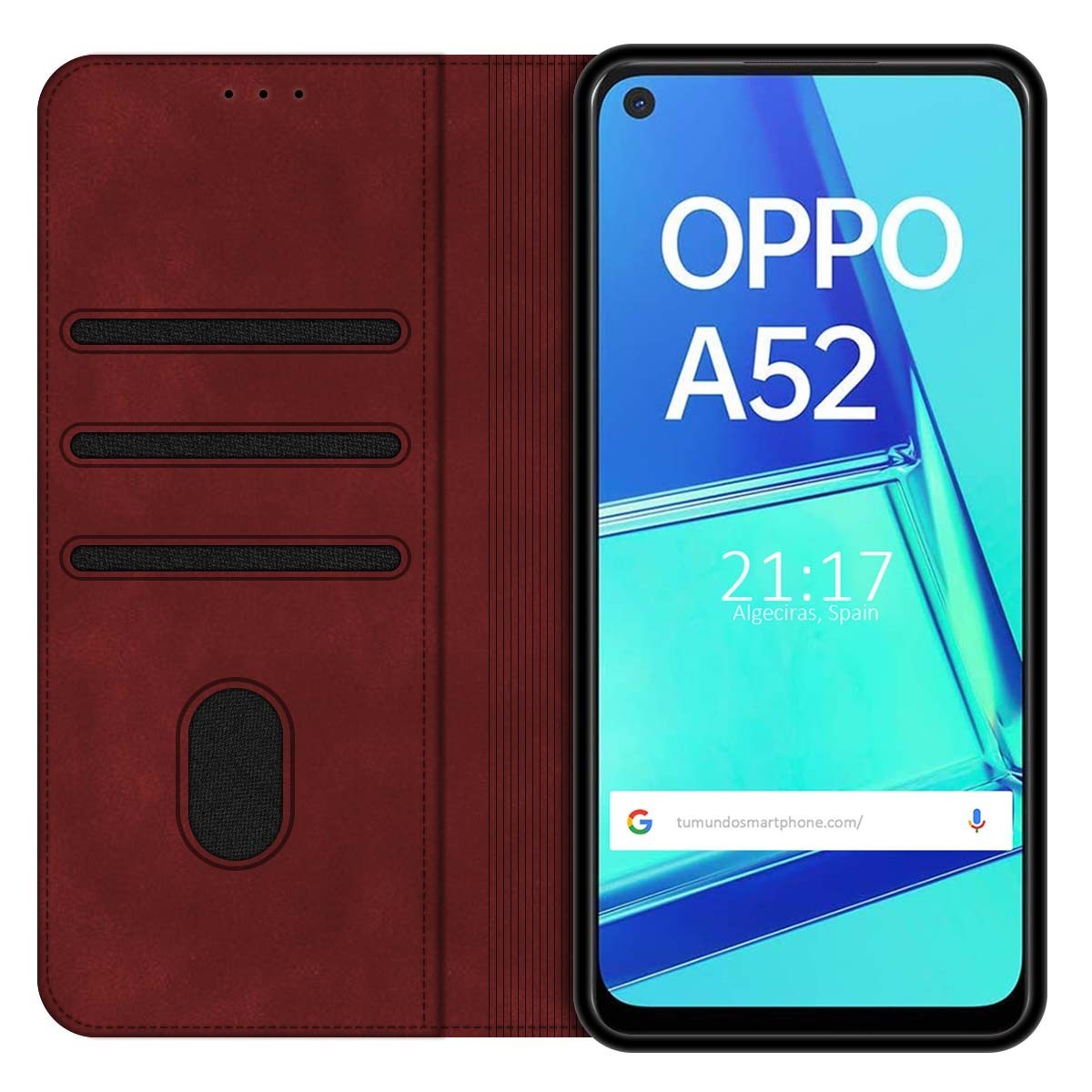 Funda Polipiel con tarjetero para Oppo A52 / A72 color Roja