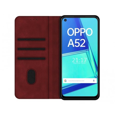 Funda Polipiel con tarjetero para Oppo A52 / A72 color Roja