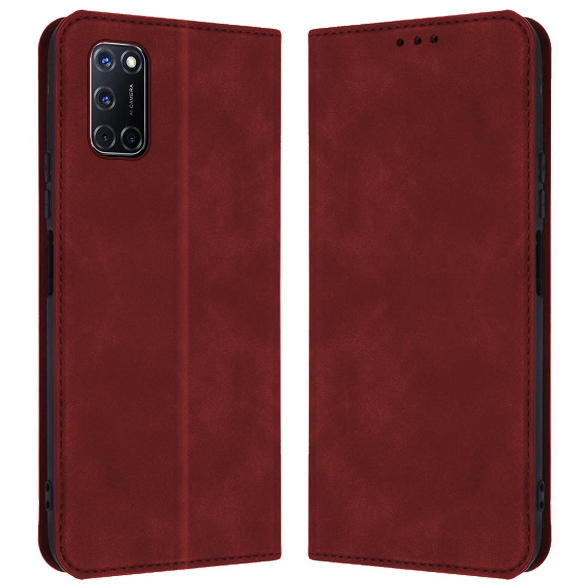 Funda Polipiel con tarjetero para Oppo A52 / A72 color Roja