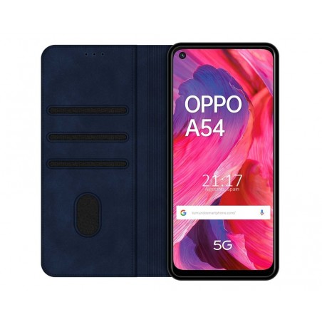 Funda Polipiel con tarjetero para Oppo A54 5G / A74 5G color Azul