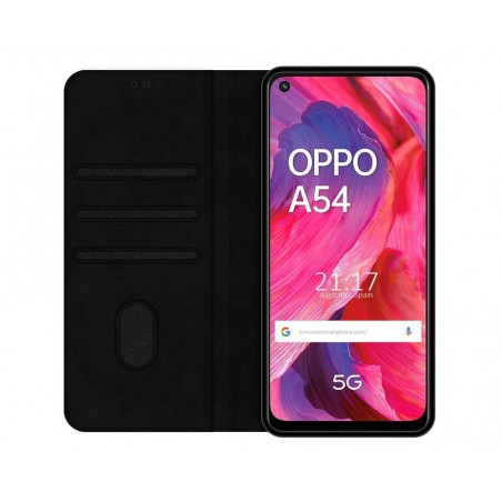 Funda Polipiel con tarjetero para Oppo A54 5G / A74 5G color Negra